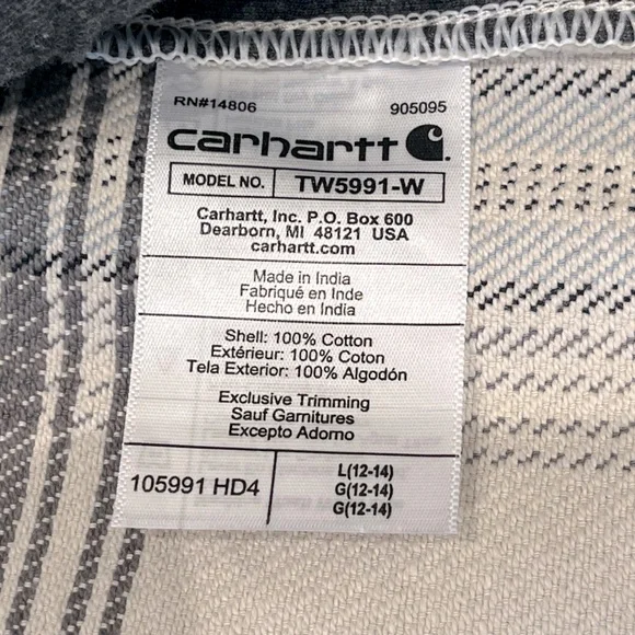 Carhartt Women’s Loose Fit Twill Long Sleeve Shirt Jacket - Blue / Gray, Size L - Picture 10 of 15